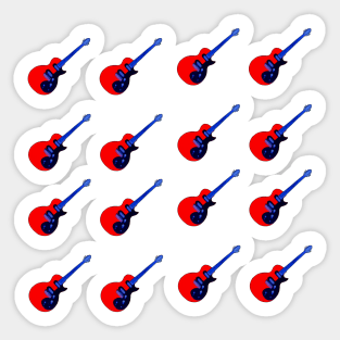 Cool Red Blue Electric Guitar Pattern Sticker